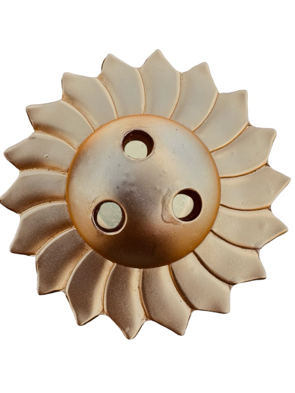 DANSK DESIGN Vintage Gold Plated Sunburst Candle Holder 2 3/4” Paperweight Japan
